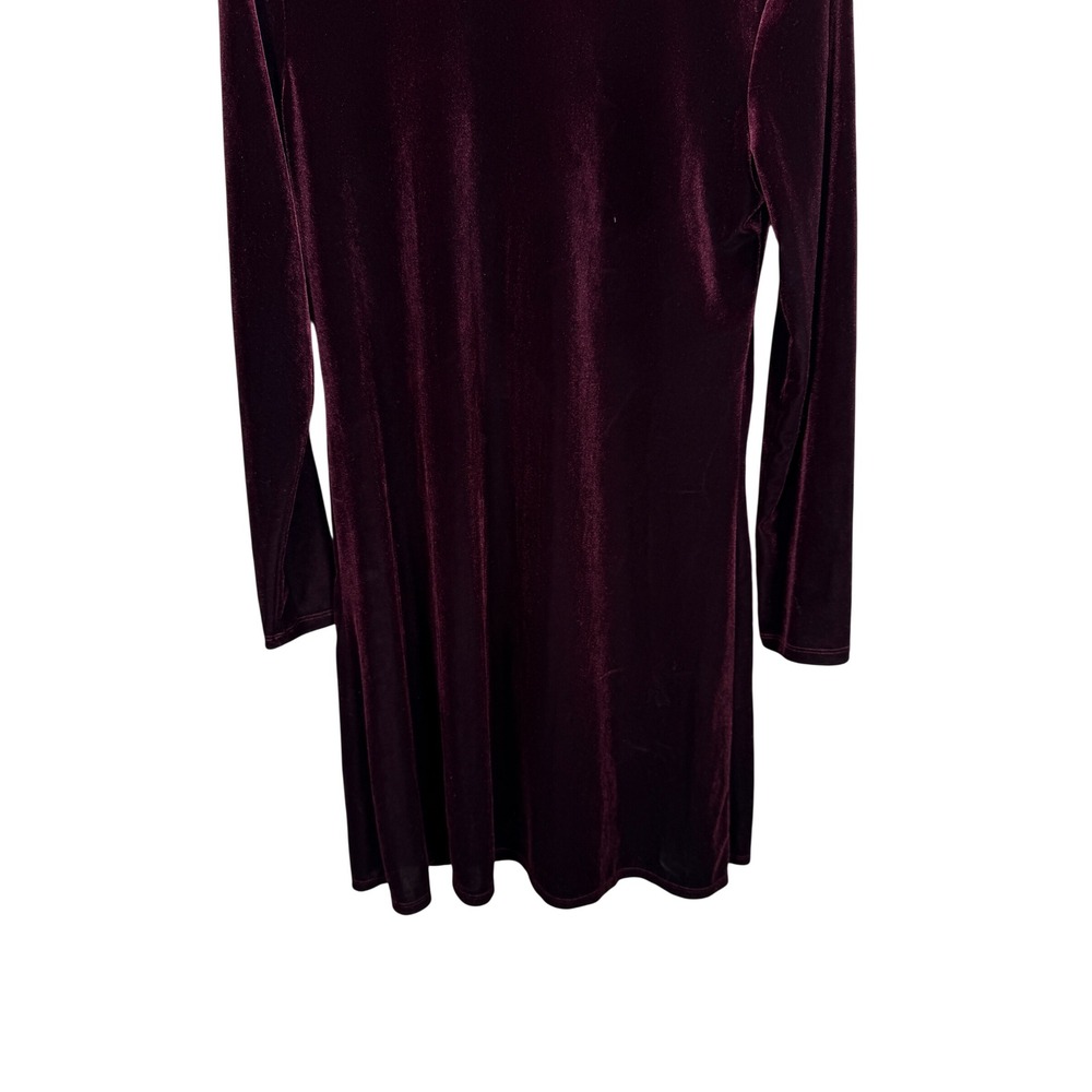 New Moves Burgundy Velvet Mock Neck Long Sleeve Mini Dress Size M - Picture 3 of 5
